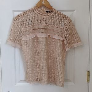 SOLD! Zara Woman Pink Lacey Blouse